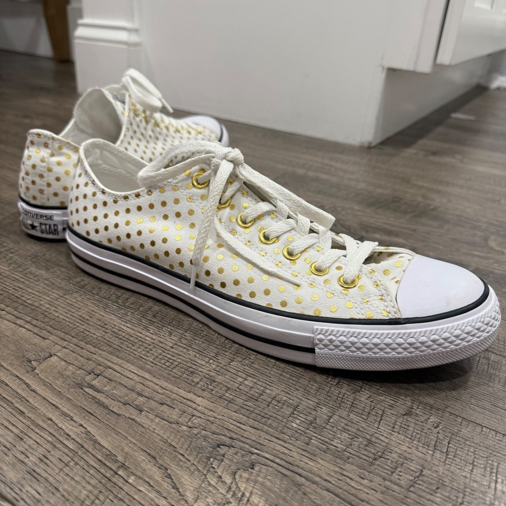 Converse Chuck Taylor All Star Low Top Gold Metallic Polka Dot Sneakers White
